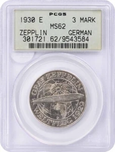 1930 E Germany 3 Mark Zepplin KM67 MS62 PCGS - Picture 1 of 2