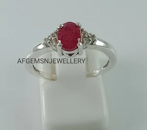 Ruby Gemstone Ring-Vintage Ruby Ring-925 Sterling Silver Ring-Red Ruby Ring - Picture 1 of 8