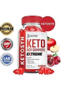 Ketosyn Keto ACV Gummies Extreme 2000MG Apple Cider Vitamin B12 Beet 60 Gummies - Picture 1 of 5