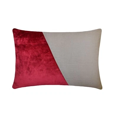 Cranberry Lumbar Pillow Cover, 12"x16" Velvet Cushion-Velutinous Cranberry - Image 1 of 3