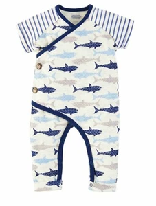 Mud Pie Baby Boys Lightweight Short Sleeve Long Pants One Piece Size 6-9M Sharks - Picture 1 of 2