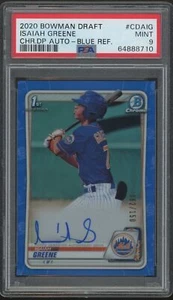 2020 Bowman Draft Chrome ISAIAH GREENE BLUE REFRACTOR AUTO 62/150 PSA 9 CD-AIG - Picture 1 of 1