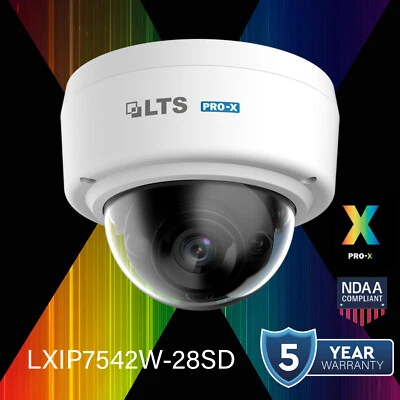 LXIP7542W-28SD PRO-X 4MP IP 2.8mm Low Lux 98ft IR WDR Ai NDAA Vandal Dome Camera - Image 1 of 4