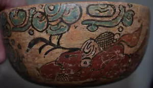 BEAUTIFUL MAYAN BOWL, GODS AND GLYPHS 5+" - Picture 1 of 6