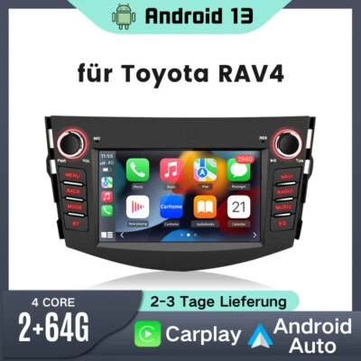DAB+ Android 13 Carplay Autoradio Für Toyota RAV4 2006-2012 GPS Navi BT WIFI SWC - Bild 1 von 4