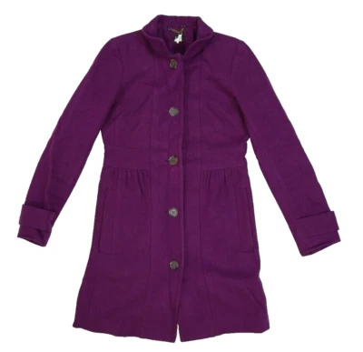 Chaqueta Abrigo Mujer J Crew Púrpura Manga Larga 5 Botones Mezcla Lana Invierno Guisante 0 Foto 1 de 4