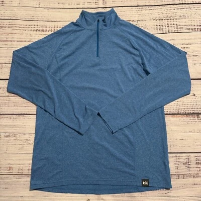 REI Pullover 1/4 Cremallera Capa Base Azul Camisa Grande Poliéster Spandex Para Hombre Talla M” Foto 1 de 4