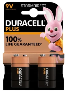 2 x Duracell 9V PP3 Plus Power Batteries Smoke Alarm LR22 MN1604 Long Lasting - Picture 1 of 1
