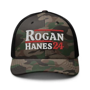 Rogan Hanes '24 bestickte Mütze, Joe Rogan Hanes 2024 geschlossener Rücken Truckermütze - Bild 1 von 13
