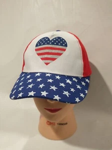 Gertex American Flag Heart Hat Kids Baseball Cap Size 4-6X Adjustable - Picture 1 of 9