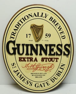 Guinness Extra Stout 3D Wooden Wall Plaque Bar Pub Sign Ireland 18"x14" - Picture 1 of 7