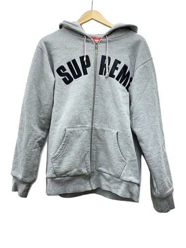 Felpa Supreme con cappuccio zip L cotone grigio usata