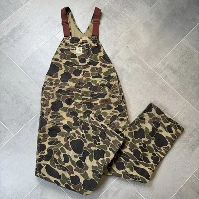 Vintage Carhartt Duck Camo Overalls Mens 38x32 (29.5) BU103 USA - Image 1 of 4