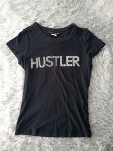 Vintage Y2k Hustler Relax Its Just Sex Babydoll Tee Stretch Crop Top Black Logo - Picture 1 of 7