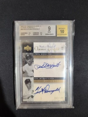 2004 UD Yankees Classics Classic Scripts 2 BGS 9 Phil Rizzuto Gil McDougald /100 - Image 1 of 2