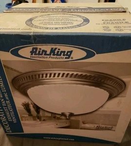 NEW Air King AKLC702 Decorative Nickel Ceiling Bathroom Exhaust Fan w/ Light - Picture 1 of 4