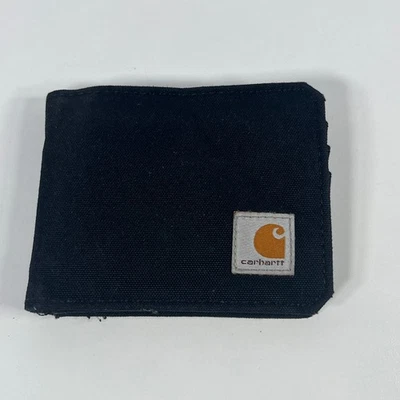 Carteira masculina Carhartt bi-fold lona preta bolsos para cartão de crédito  - Imagem 1 de 4
