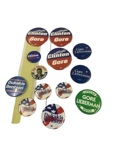 Lot (12) Political Pin/button Lot Vintage Collectible Clinton Gore Kennedy - Picture 1 of 3