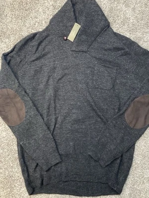 NWT J. Crew Merino Wool Shaw Neck Sweater Men’s XL  Brown Elbow Patch Dongle - Image 1 of 4