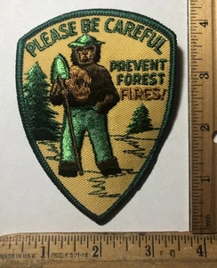 Vintage Smokey The Bear Patch Please Be Careful Prevent Forest Fires NOS - Bild 1 von 2