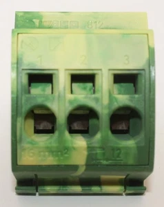 7 PIECE WAGO 812-110 BUSBAR TERMINAL BLOCK 16mm² (GREEN/YELLOW) - Picture 1 of 2