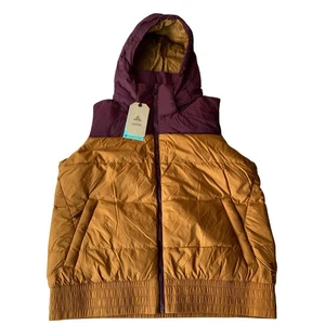 Prana Emerald Valley Vest Women's Med Colorblock Hooded Puffer Sleeveless Jacket - Picture 1 of 7