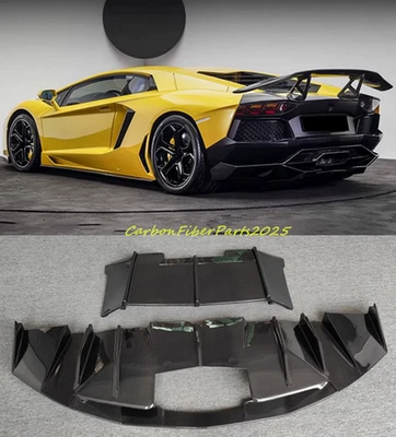 Divisor difusor labial parachoques trasero de fibra de carbono apto para Lamborghini Aventador DMC Foto 1 de 4