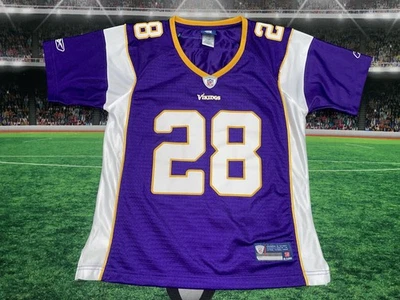Camiseta deportiva para mujer Adrian Peterson #28 Minnesota Vikings Reebok mediana usada Foto 1 de 4