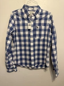 Neu mit Etikett Abercrombie & Fitch Muscle Fit Button-Down Karohemd Herren L blau - Bild 1 von 7