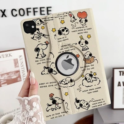 For Apple iPad Cover Tablet Protective Case Rotatable Shell Cute Dog White Case  - Image 1 of 4