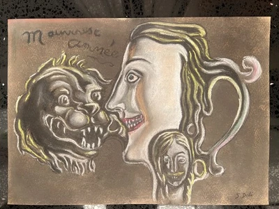 Salvador Dali Drawing on paper (Handmade) signed and stamped mixed media - Image 1 of 4