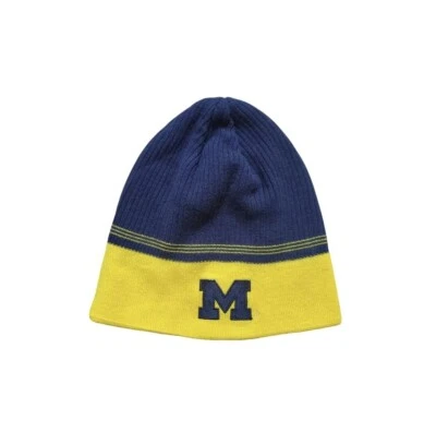 Adidas University Of Michigan Wolverines Beanie Ski Hat Cap Blue Embroidered - Image 1 of 4