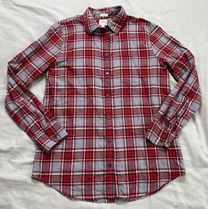 J Crew Shirt Womens Small Button Up Boy Fit Plaid Long Sleeve Flannel Cozy Fall - Picture 1 of 10