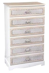 CASSETTIERA SALVASPAZIO SLIM SETTIMINO 6 CASSETTI LEGNO SHABBY CHIARA 95*55*30 - Foto 1 di 4