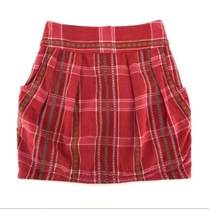 People Tree Red Plaid Flared Shorts | Perfect for All Seasons - Picture 1 of 6