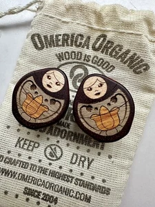 Omerica Organic Matryoshka Doll Plugs - Bloodwood w/Blue Mahoe, 3/4G 19mm - Picture 1 of 5