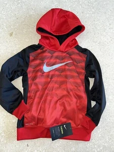 New Nike Boys Red &  Black Hoodie Sweatshirt Top  Size 5 - Picture 1 of 1