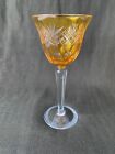 Vintage Bohemian colour flash cut crystal Hock Wine glass. VGC Used.