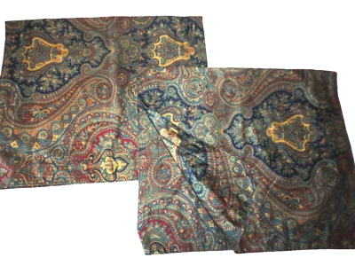 VINTAGE RALPH LAUREN WEST HEATH PAISLEY GREEN BLUE (2) KING PILLOW SHAMS 20X36 - Image 1 of 4