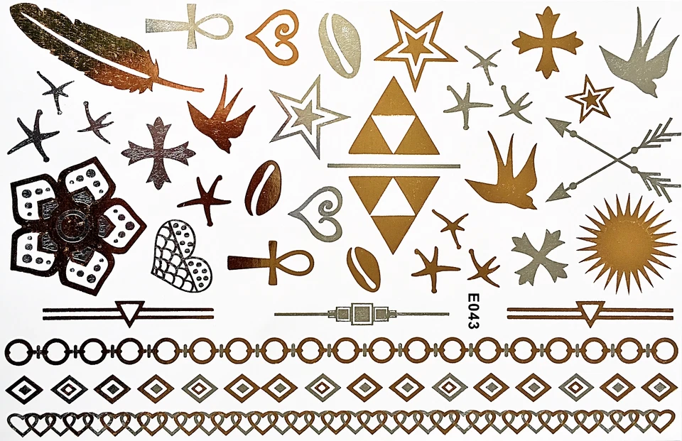 Tatuaggio Temporaneo Flash Adesivo Oro Argento 39 Pezzi Bracciale Collana E43 - Immagine 1 di 1