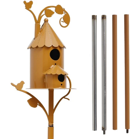 Protoiya Small Birdhouse, Metal, For Garden With Poles, For Decoration Cover