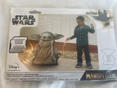 Mandalorian Baby Yoda Balloon Buddy 31" Star Wars The Child Foil Mylar New - Image 1 of 4