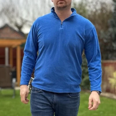 Chaps Blue Fleece Jacket Men's Size Large 1/4 Zip Lightweight Windbreaker Jacket - Image 1 of 4