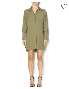 Essue Olive Green Long Sleeve Tunic Mini Dress Size S Small - Picture 1 of 12