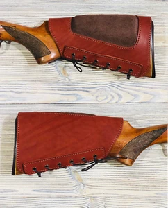 Neu Echtleder Buttstock Halter Schutz Abdeckung Wangenauflage gepolstert - Bild 1 von 5