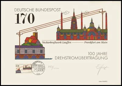 ART-EDITION 1991 GERMANY 1557 THREE-PHASE TRANSMISSION LAUFFEN - FRANKFURT RARE! - Image 1 of 3