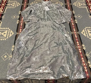 Ganni Sonora Sequin Midi Dress Black FR34 US 2 NWT Party BR - Picture 1 of 12