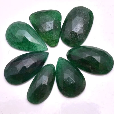 7 Pcs Natural Green Aventurine 18mm-23mm Checker Cut Untreated Loose Gemstones - Image 1 of 4