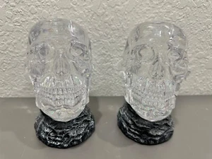 Two Halloween Crystal Skull LED Glitter Snow Globe W/Automatic Glitter Shaking - Picture 1 of 12