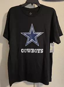 New NFL Dallas Cowboys Football Authentic Black T-Shirt with Blue/Silver Star L - Picture 1 of 5